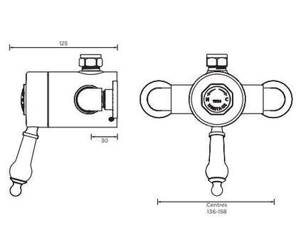 Glastonbury Exposed Shower Valve w/ Top Outlet Connection