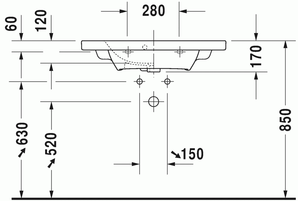 DuraStyle 785 x 400 Furniture Washbasin Compact