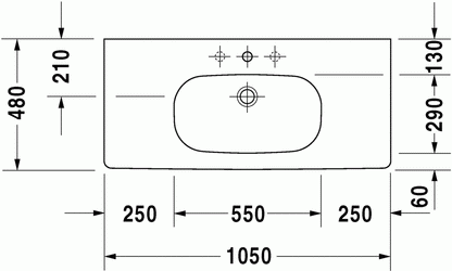 D-Code 1050 x 480mm Furniture Washbasin w/ Overflow