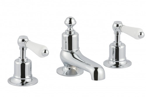 Just Taps Grosvenor Lever 3 Hole Deck Mounted Basin Mixer - Nickel