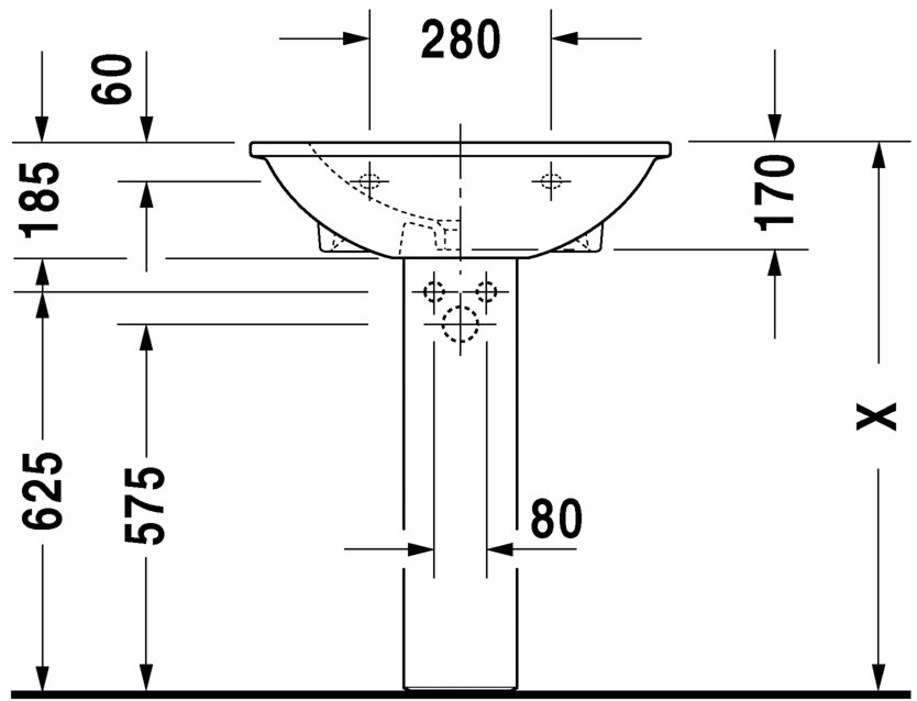 Duravit Darling New 650 x 550 One Tap Hole Basin