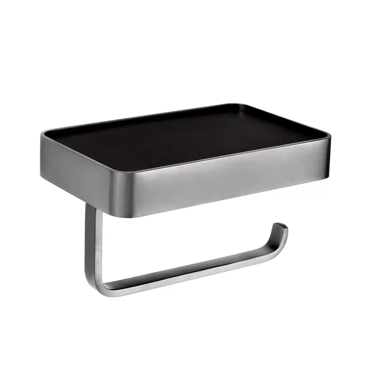 Just Taps Plus Vos Toilet Roll Holder with Mobile Phone Shelf  Brushed Black