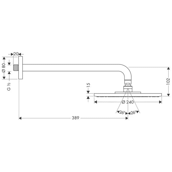 Hansgrohe Raindance S Ecosmart AIR 240mm Chrome Overhead Shower With 389mm Shower Arm