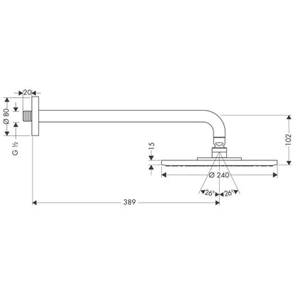 Hansgrohe Raindance S Ecosmart AIR 240mm Chrome Overhead Shower With 389mm Shower Arm