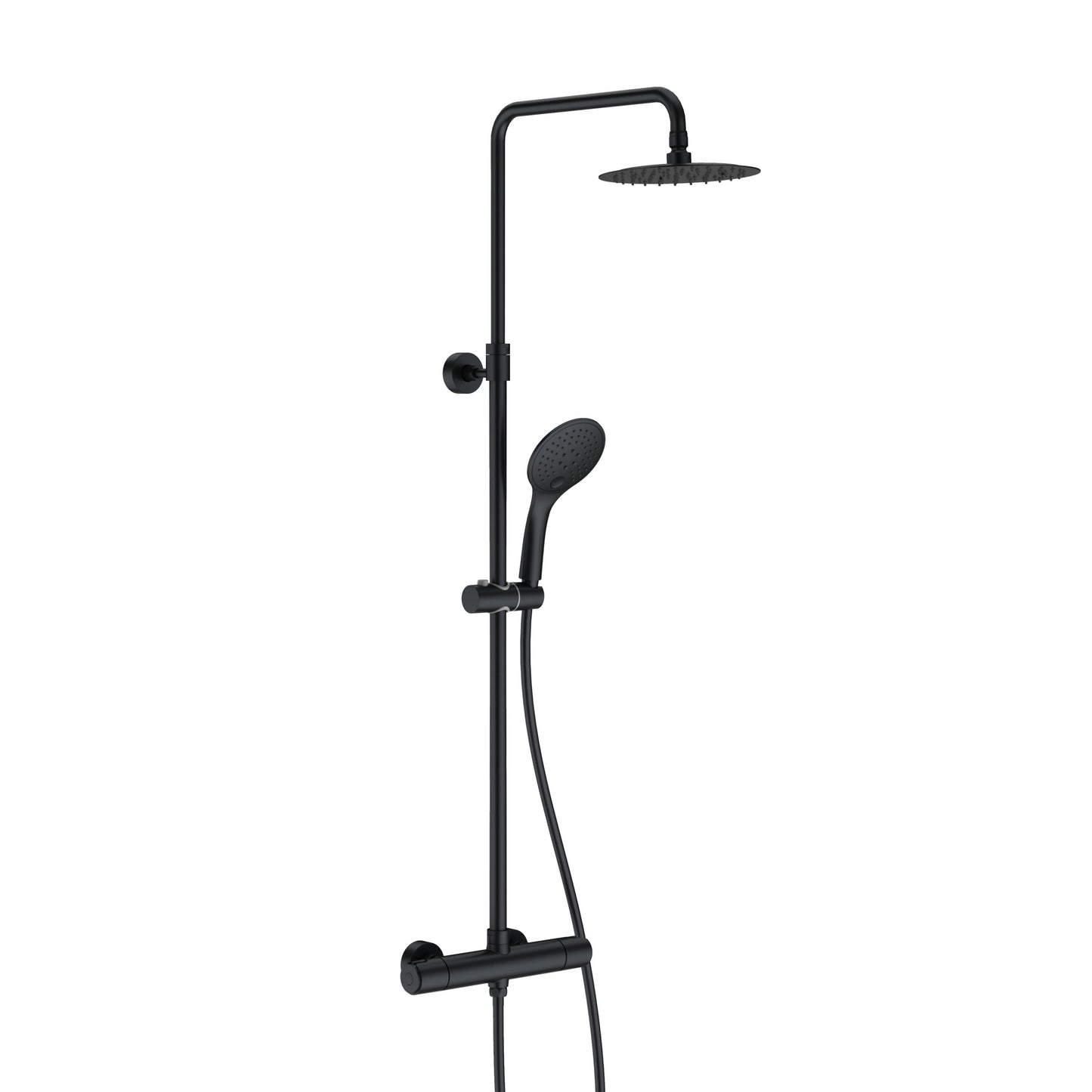 Just Taps Plus Vos Thermostatic Bar Valve with 2 Outlets, Adjustable Riser and Shower kit Cool Touch