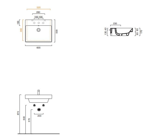 Catalano Zero 60x50 Wall Mounted Rectangular Basin