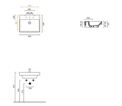 Catalano Zero 60x50 Wall Mounted Rectangular Basin
