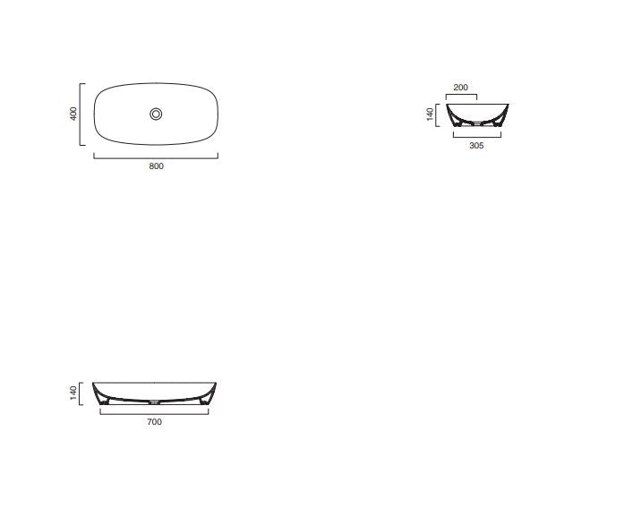Catalano Green Lux 800 x 400mm Sit On Satin white Basin