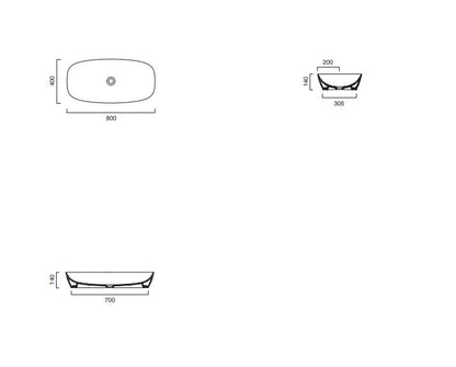 Catalano Green Lux 800 x 400mm Sit On Satin white Basin