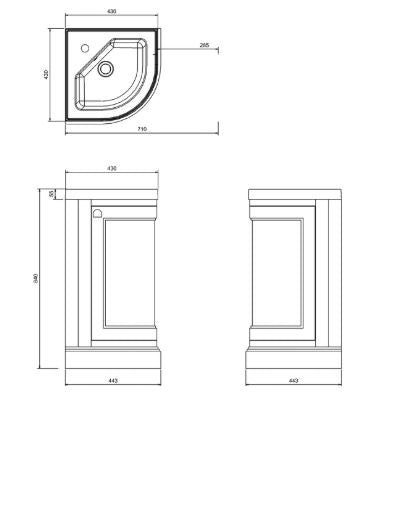 Burlington Freestanding 43cm Corner Vanity Unit And Basin