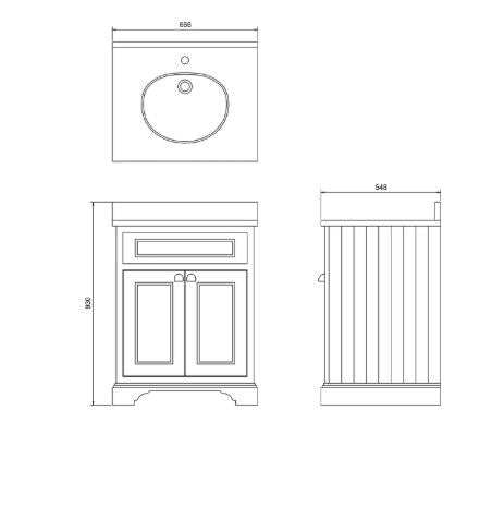 Burlington Freestanding 65 Vanity Unit w/ Doors & Basin