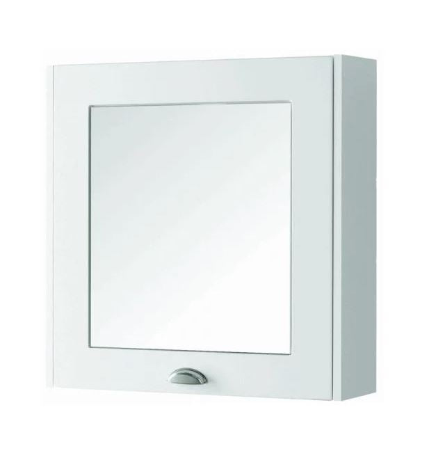 SW6 Astley 1-Door Mirror Cabinet 600mm - Matt White