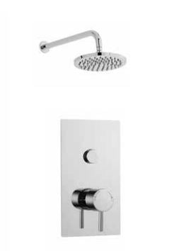 SW6 Plan Shower Single Round Push Button Thermostatic Concealed Shower with Fixed Overhead Drencher Option 9