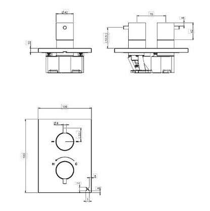 Crosswater 3ONE6 Shower Trim Set With 2 Outlet Slate