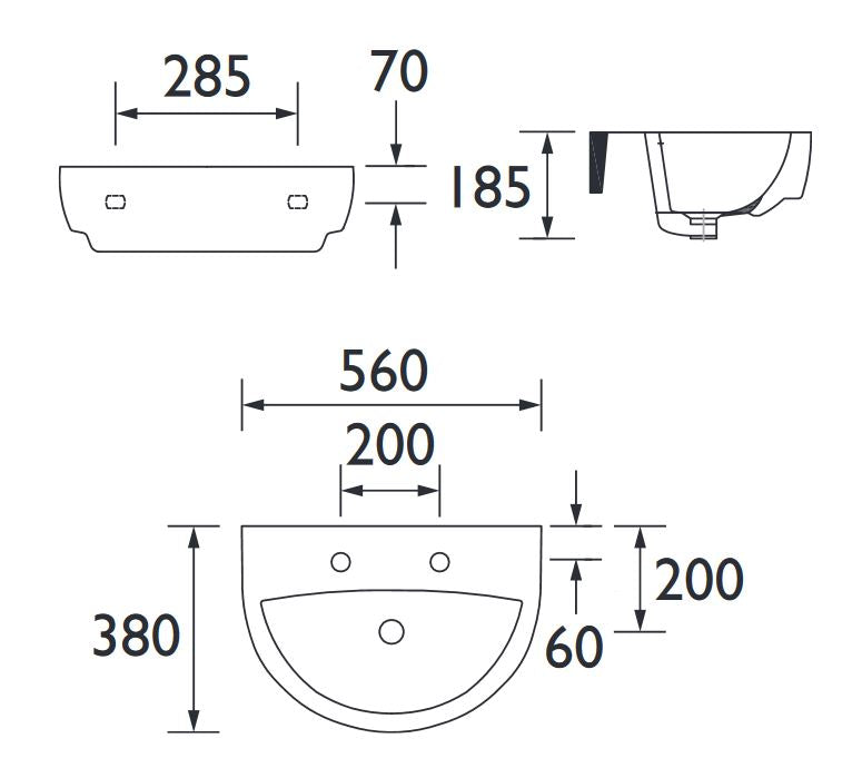 Stamford 560mm 2TH Basin