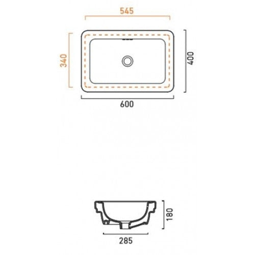 Catalano Canova Royal 600 x 350 Vanity Basin