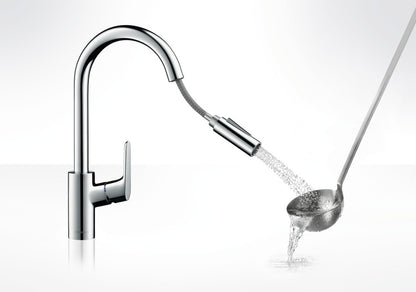 Hansgrohe Focus 1 Lever Kitchen Sink Mixer w/ Pull Out Spray