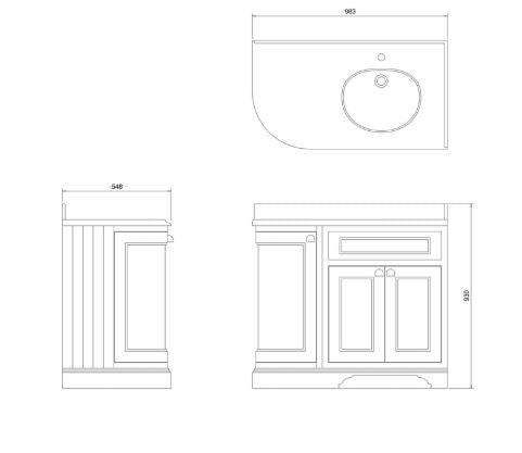 Burlington Freestanding 100 Corner Vanity - Olive, Black