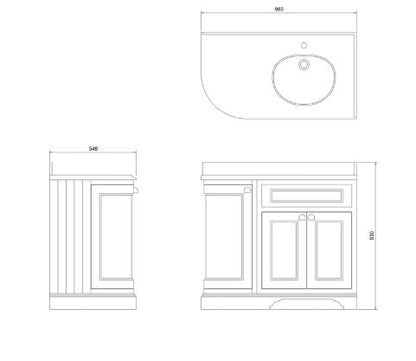 Burlington Freestanding 100 Corner Vanity - Olive, Black