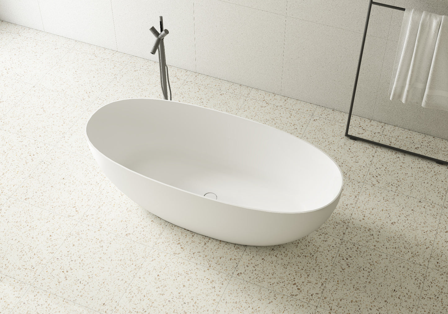 Luxe Stirling 1500 Oval Freestanding Solid Surface Bath