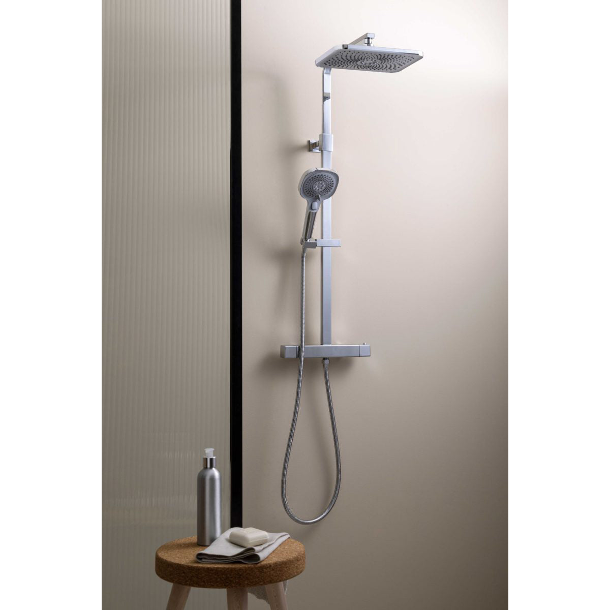 Just Taps Plus HIX Thermostatic 2 Outlets Bar Valve, Adjustable Riser and Multifunctional Shower Handle