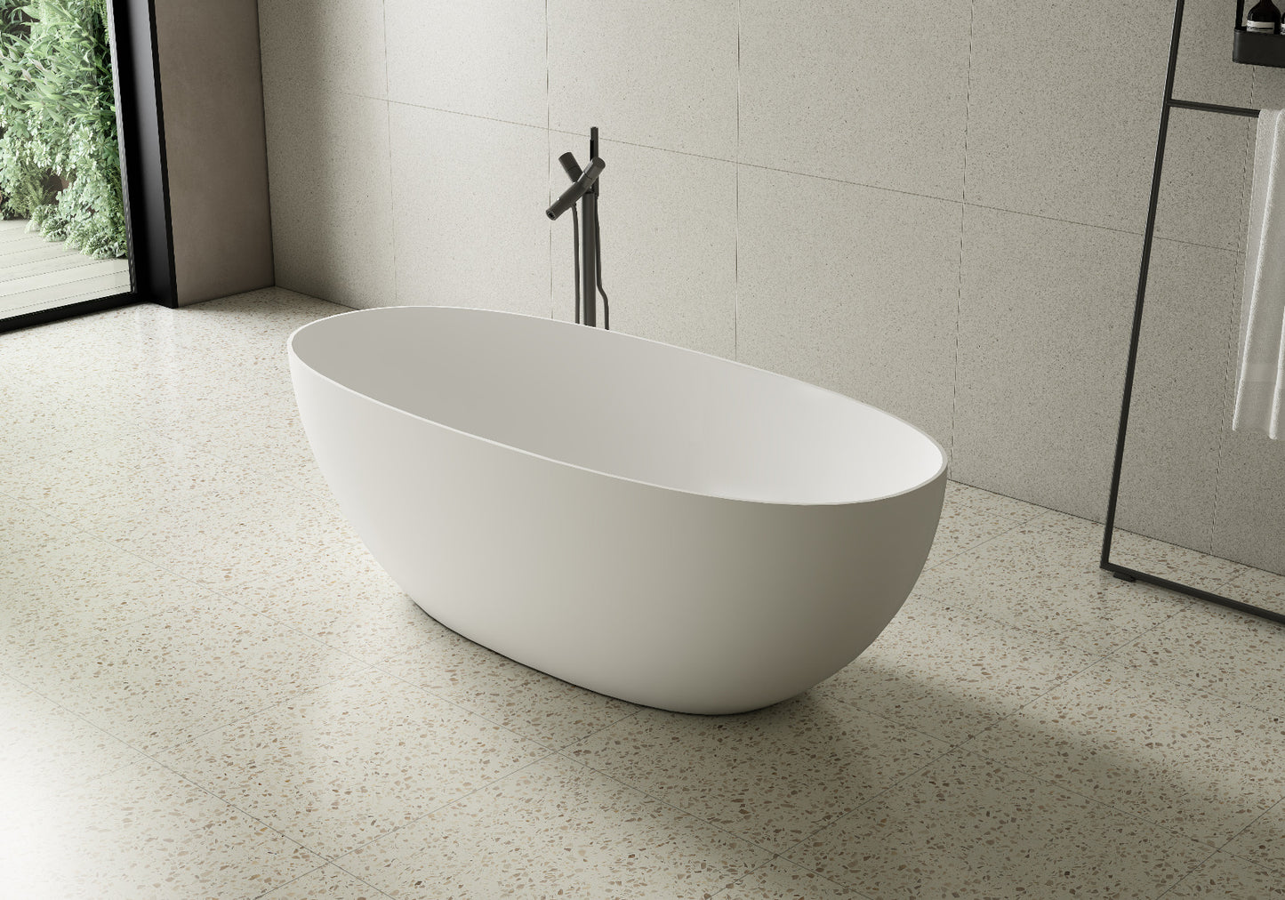 Luxe Stirling 1500 Oval Freestanding Solid Surface Bath