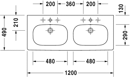 Duravit D-Code Double Basin With Full Pedestals 1200mm