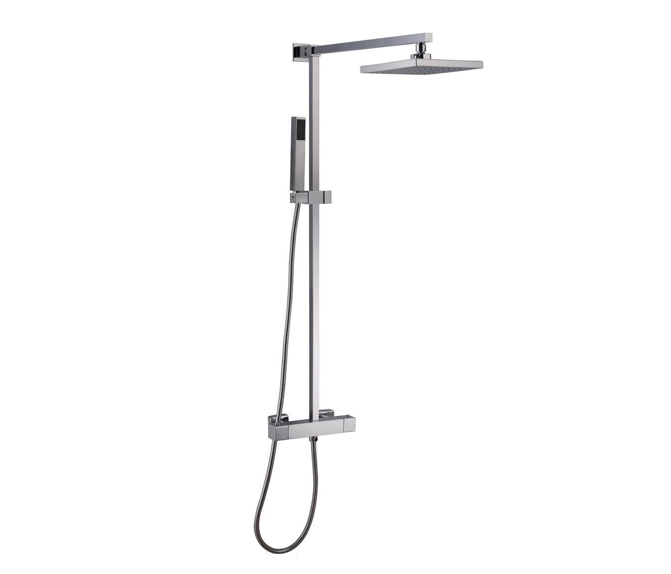 Just Taps Kubix Square Chrome Exposed Shower Valve With Fixed Head & Handset