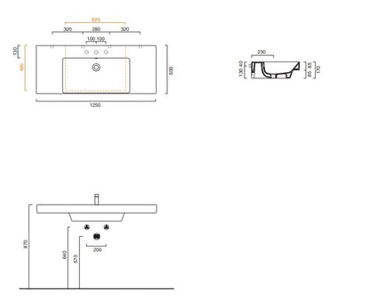 Catalano Zero 170mm Wall Mounted Rectangle Basin in White