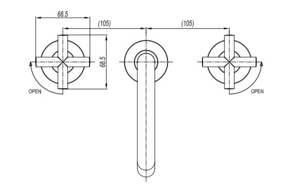 Crosswater MPRO Crosshead Basin 3 Hole Set Brushed Brass