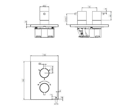 Crosswater 3ONE6 Shower Trim Set With 3 Outlet Brushed Steel