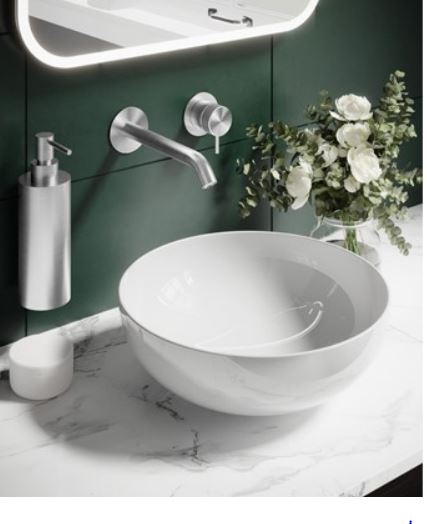 3ONE6 Wall Mounted 2 Hole Basin Mixer Set in Stainless Steel