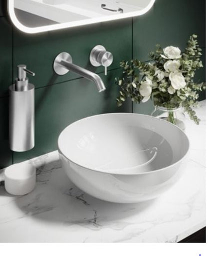 3ONE6 Wall Mounted 2 Hole Basin Mixer Set in Stainless Steel
