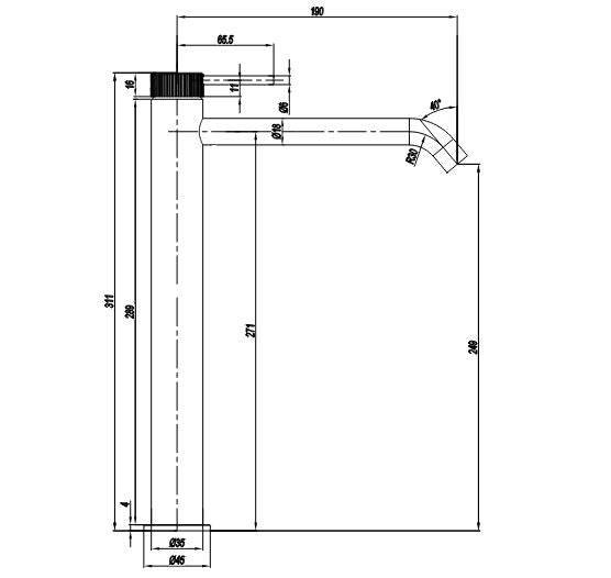 3ONE6 Tall Basin Mixer Slate For Modern Bathrooms