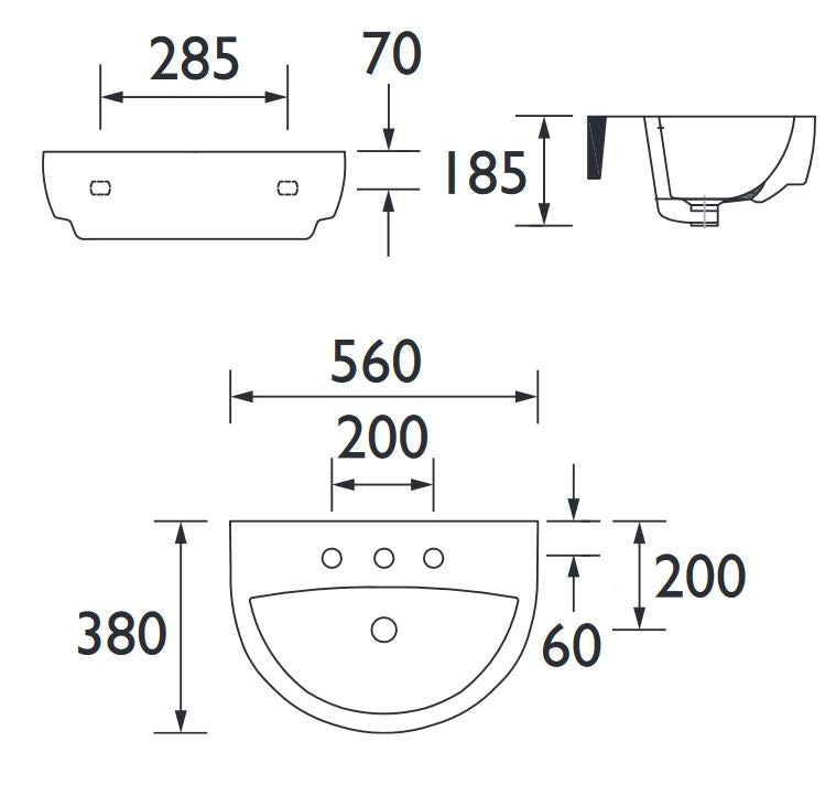 Stamford 560mm Basin 3TH