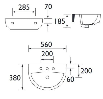 Stamford 560mm Basin 3TH