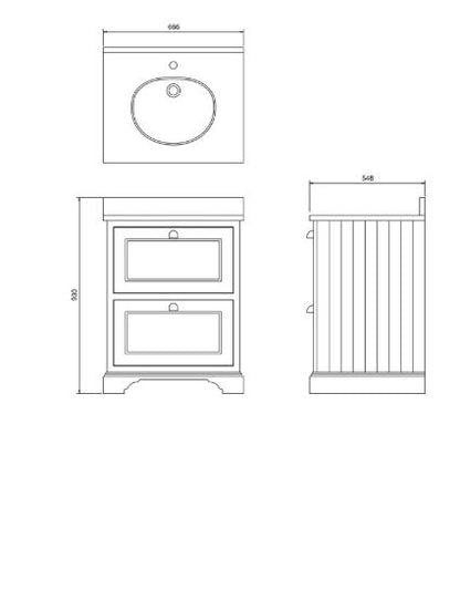 Burlington Freestanding 65 Vanity - Sand, 2 Drawers