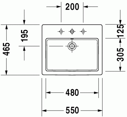 Vero 550 x 465 Rectangle Furniture Basin w/ Overflow