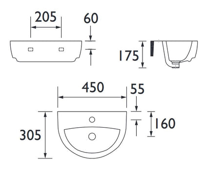 Stamford 450mm Basin 1TH