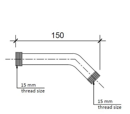 Just Taps Techno Round Chrome Short Shower Arm 150mm