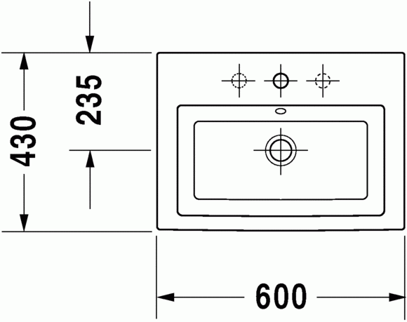 2nd Floor 600 x 430mm Vanity Basin w/ Overflow in White