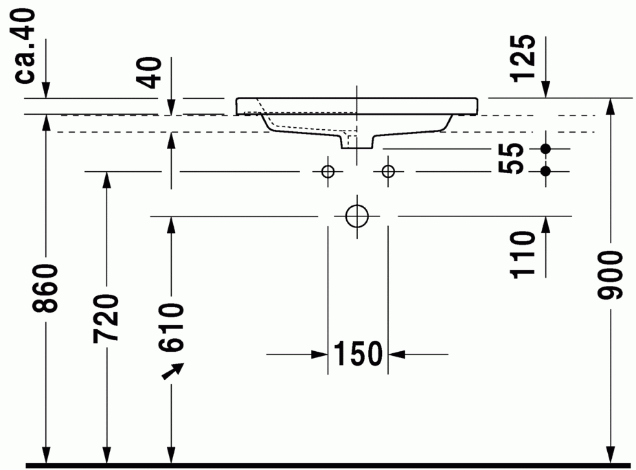 2nd Floor 600 x 430mm Vanity Basin w/ Overflow in White
