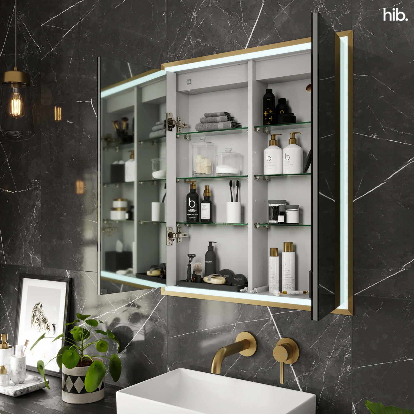 HIB Vanquish 1400mm Mirrored Cabinet with Trimset