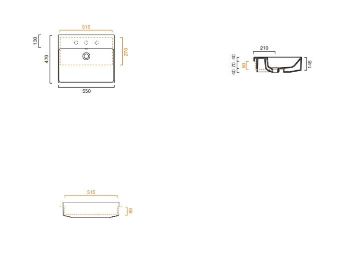 Catalano Zero 55 Semi-fitted Washbasin