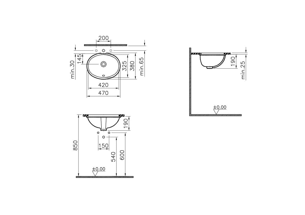 Vitra S20 Oval 470 x 380 Under Counter Basin - White
