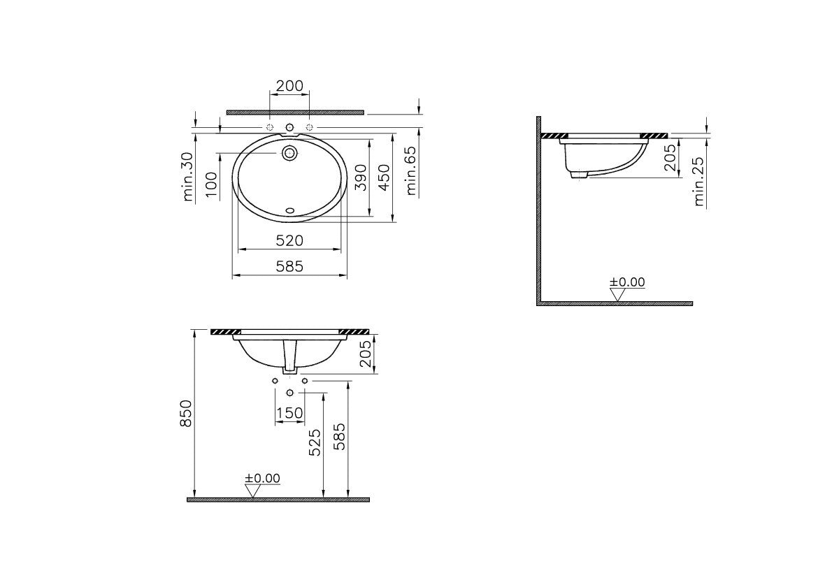 Vitra S20 Oval 585 x 450 Under Counter Basin - White