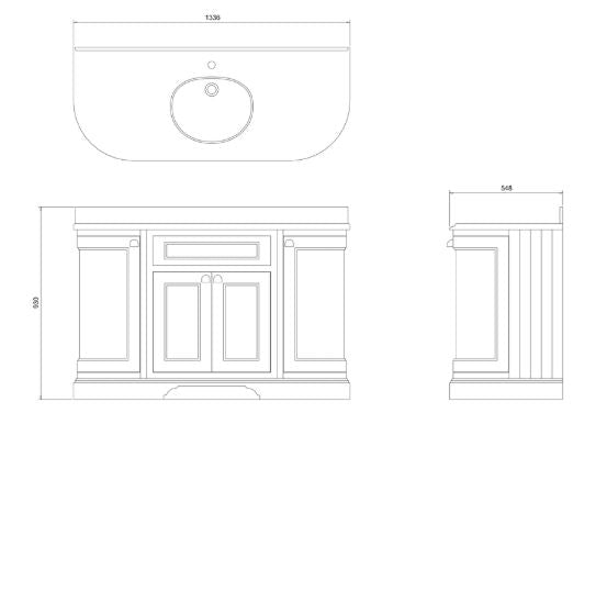 Burlington Freestanding 134 Vanity Unit w/ Doors & Basin