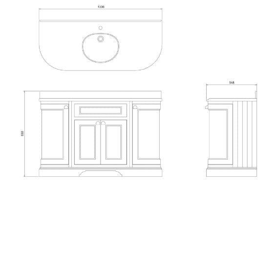 Burlington Freestanding 134 Vanity Unit w/ Doors & Basin