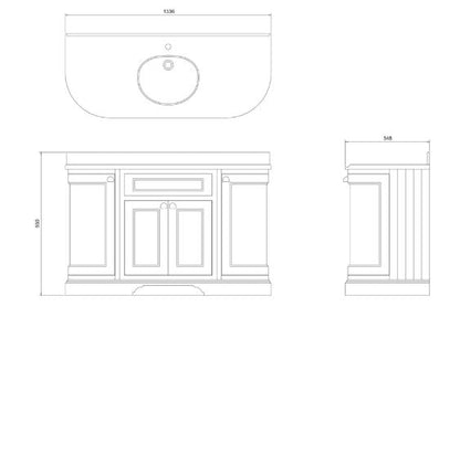 Burlington Freestanding 134 Vanity Unit w/ Doors & Basin