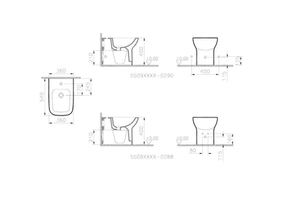 Vitra S20 Back To Wall 1 tap Hole Bidet - White